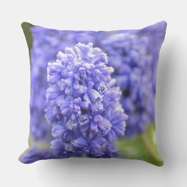 Blue Blue Bells Throw Pillow (Front)