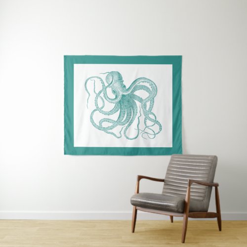 Blue_blue nautical vintage octopus tapestry