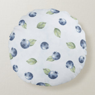 Blue Blueberries Fruit Round Pillow