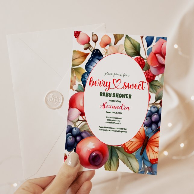 Blue Blueberry Berry Sweet Baby Shower  Invitation (Creator Uploaded)