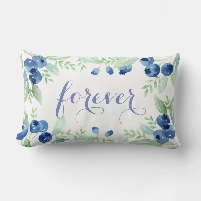 Blue Blueberry  Midsummer Rustic Wedding Forever Lumbar Pillow (Front)