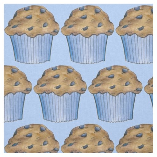 Blue Blueberry Muffin Muffins Breakfast Fabric