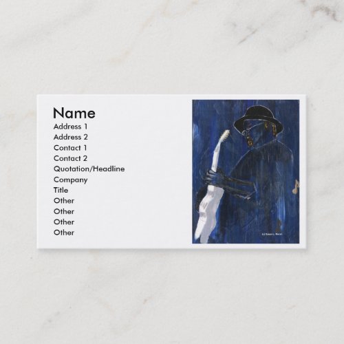 Blue Blues Guitar player painting acrylic Business Card Templates