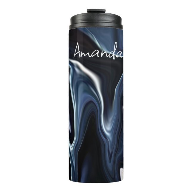 Blue blurred pattern  thermal tumbler (Front)