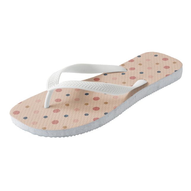 Blue, blush and gold dots flip flops (Angled)
