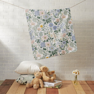 Blue Blush Cottagecore Wildflower Baby Blanket