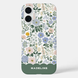 Blue Blush Cottagecore Wildflower Name iPhone 16 Case