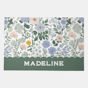 Blue Blush Cottagecore Wildflower Name Doormat