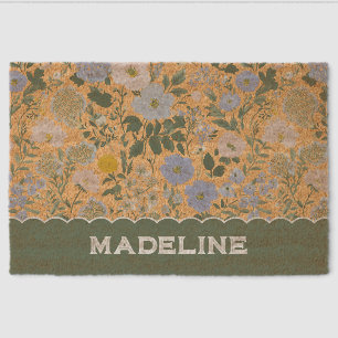 Blue Blush Cottagecore Wildflower Name Fiber Doormat