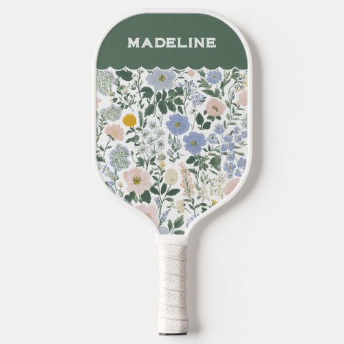 Blue Blush Cottagecore Wildflower Name Pickleball Paddle