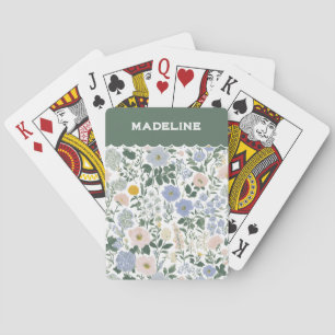 Blue Blush Cottagecore Wildflower Name Poker Cards