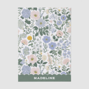 Blue Blush Cottagecore Wildflower Name Tissue Paper