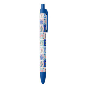 Blue Blush Floral Ocean Beach Coral Pen