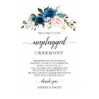 Blue Blush Floral Unplugged Wedding Ceremony Sign