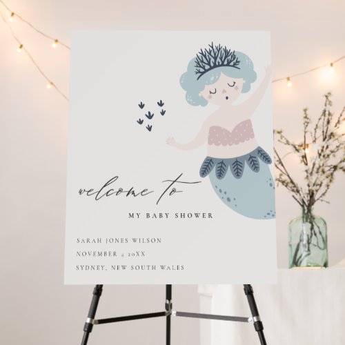 Blue Blush Little Mermaid Kids Baby Shower Welcome
