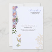 Blue & Blush Pink Roses Butterfly Quinceanera Invitation (Back)