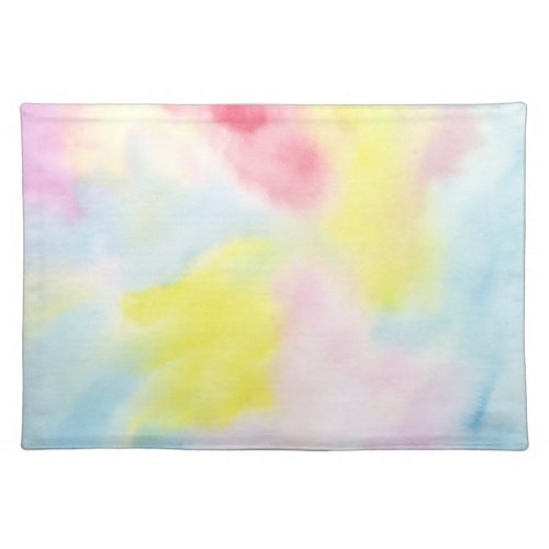 Blue Blush Pink Yellow Tie Dye Cloth Placemat