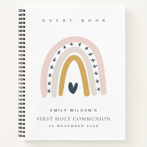 BLUE BLUSH RAINBOW HEART KIDS FIRST HOLY COMMUNION NOTEBOOK