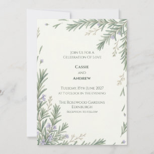 Blue Blush Ribbon Bow Dove Wedding Invitation