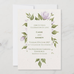 Blue Blush Ribbon Bow Dove Wedding Invitation