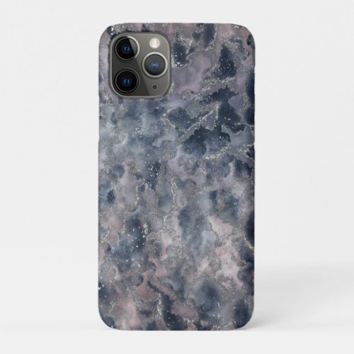 Blue  Blush Rose Pink Abstract Watercolor Stain iPhone 11 Pro Case