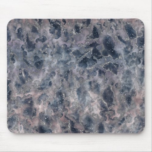 Blue  Blush Rose Pink Abstract Watercolor Stain Mouse Pad