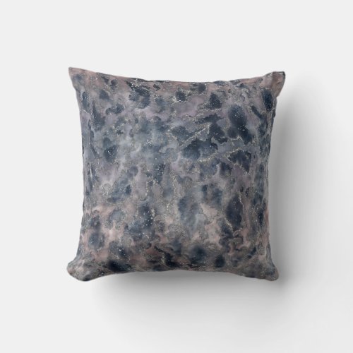 Blue  Blush Rose Pink Abstract Watercolor Stain Throw Pillow