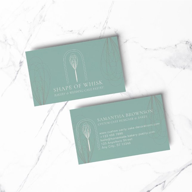 Blue Blush Stylish Whisk Logo Home Bakery Business Card (Creator Uploaded)