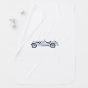Blue BMW 328 1936 Pencil Style Rendering Stroller Blanket