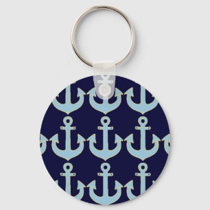 blue boat nautical anchor pattern keychain