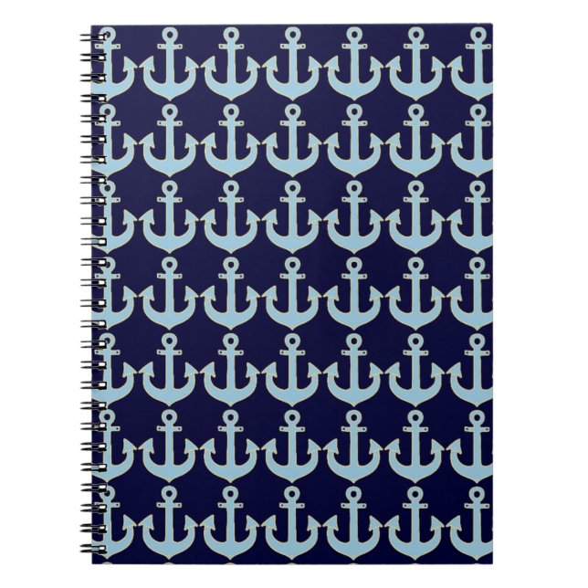blue boat nautical anchor pattern notebook (Front)