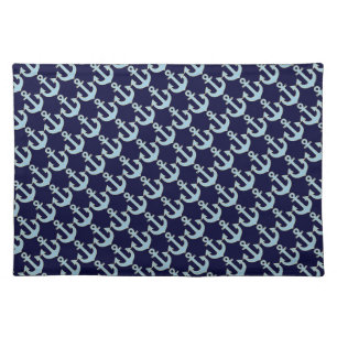 blue boat nautical anchor pattern placemat