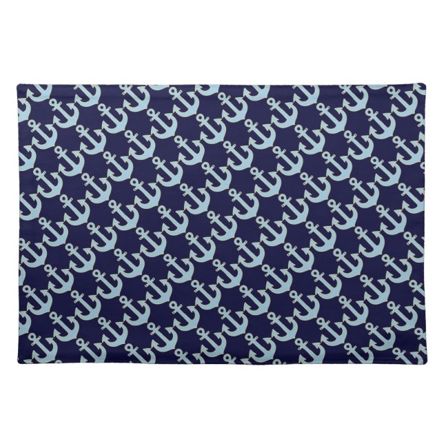 blue boat nautical anchor pattern placemat (Front)