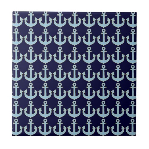blue boat nautical anchor pattern tile