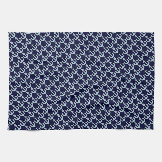 blue boat nautical anchor pattern towel (Horizontal)
