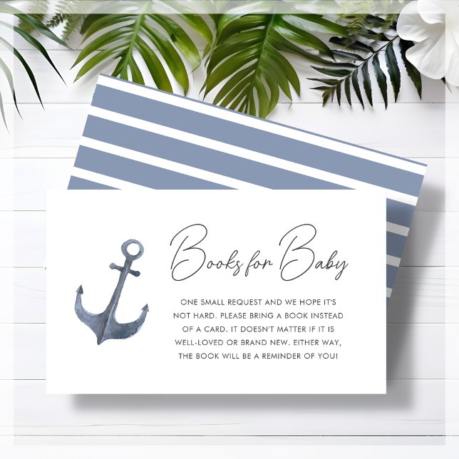 Blue Boat-Themed Baby Shower Book Request Enclosure Card (Creator Uploaded)