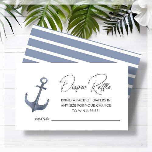 Blue Boat_Themed Baby Shower Diaper Raffle Enclosure Card