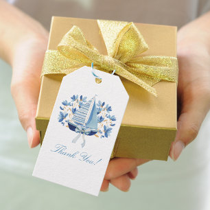 Blue Boats & Bows Gift Tags