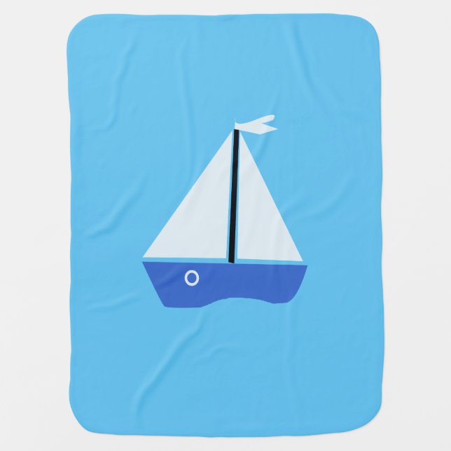 Blue boats with white sails stroller blanket (Front)