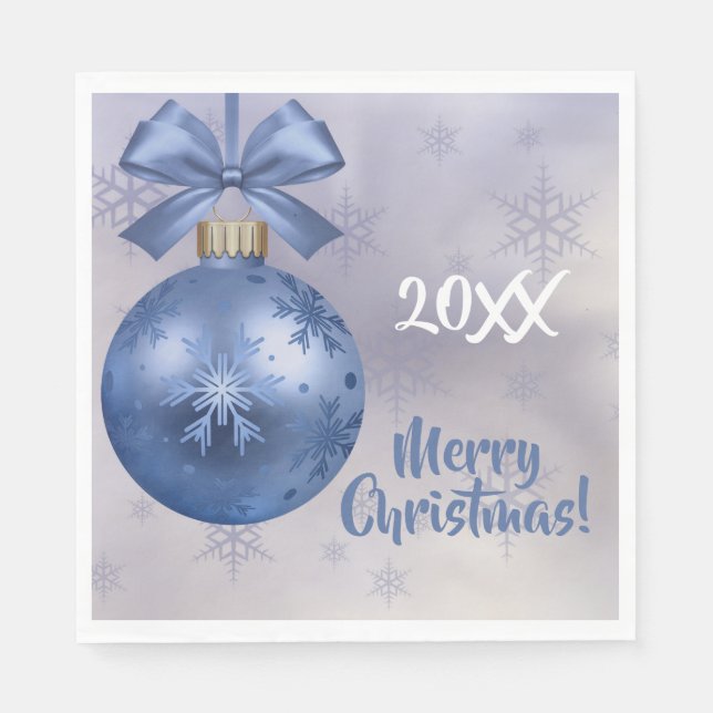 Blue Bobble Ornament on a Silk Ribbon Napkins (Front)
