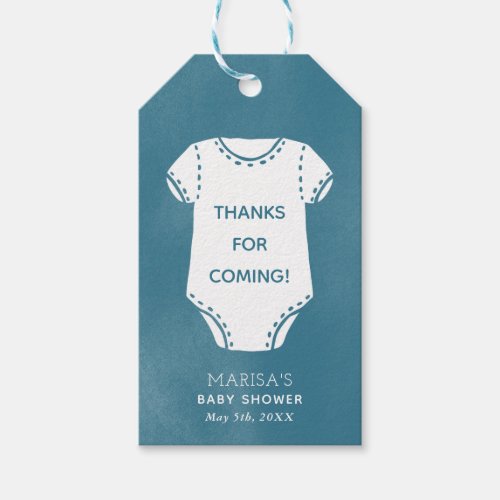 Blue Bodysuit Baby Shower Favor Gift Tags