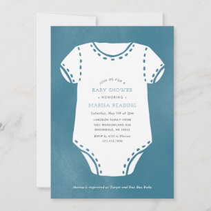 Blue Bodysuit Minimalist Baby Shower Invitation