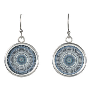 Blue Bohemian Boho Mandala Earrings