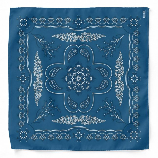Blue Bohemian Mandala Bandana (Front)