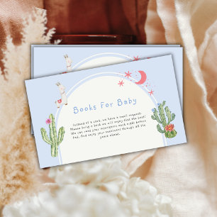 Blue Boho Arch  Cactus Toys Books For Baby Shower  Enclosure Card