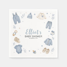 Blue Boho Baby Clothes Baby Shower Paper