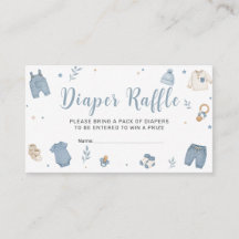 Blue Boho Baby Clothes Diaper Raffle Card