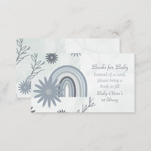 Blue Boho Baby Shower Girl Book Request Enclosure Card