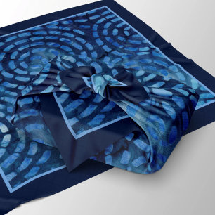 Blue Boho Batik Spiral Pattern Bandana
