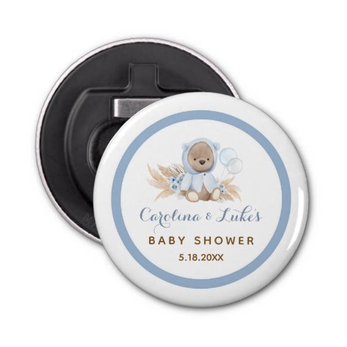 Blue Boho Bear Baby Shower Favors Bottle Opener